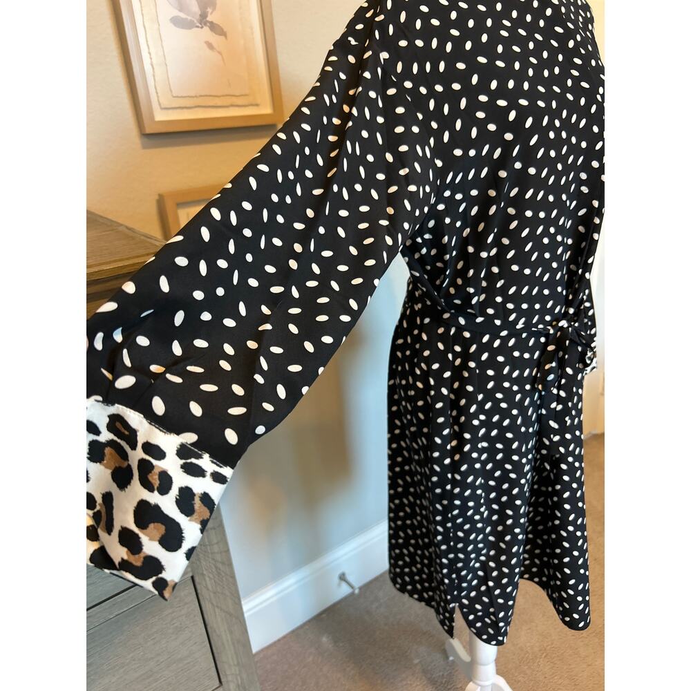 ROSSO35 | 100% Silk Polka Dot Animal Print Belted Dress | 46 (US 12) - Picture 6 of 12